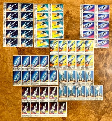 Bloques de estampillas de exploración espacial de Mongolia 1785-1791/1990 de 9 y 10/usadas Foto 1 de 4