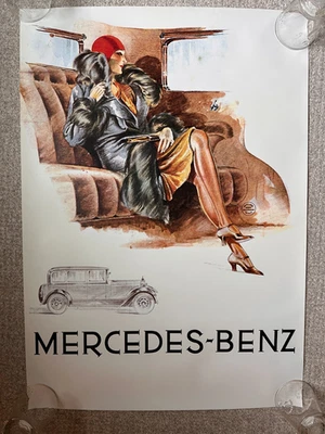 MERCEDES BENZ ADVERTISING POSTER 1980s HANS NEUMANN REPRINT AUTO VINTAGE PLAKATE - Image 1 of 4