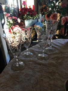 Vtg Cambridge Etched Glass Water / Ice Tea /Wine  Drinking Glasses Lucia  Set  4 - Picture 1 of 6
