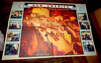 1943 OUR AMERICA - PRODUCING MOTION PICTURES COCA COLA POSTER - Image 1 of 4
