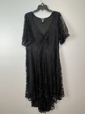 Hot Topic Black Lace Dress Juniors Size 1X Hi-Lo V Neck Whimsigoth - Image 1 of 4