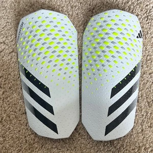 Adidas Soccer Shin Guards White Neon Yellow Black Stripe Design - Bild 1 von 5