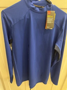 Under Armour Blue Cold Gear Reactor M Mock Neck Shirt NWT Cold Gear - Picture 1 of 7