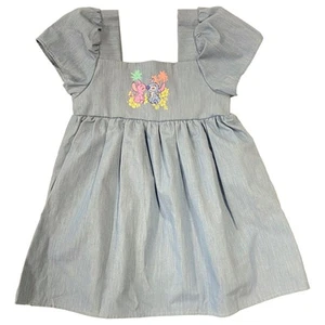 Disney Girls Blue Lightweight Short Sleeve Stitch Dress 4 - Picture 1 of 1