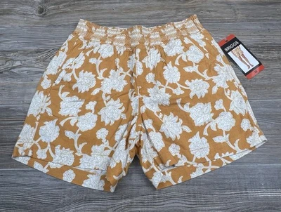 Briggs Womens M Linen Blend Pull-on Summer Shorts Orange Floral NWT Beach Resort - Image 1 of 4