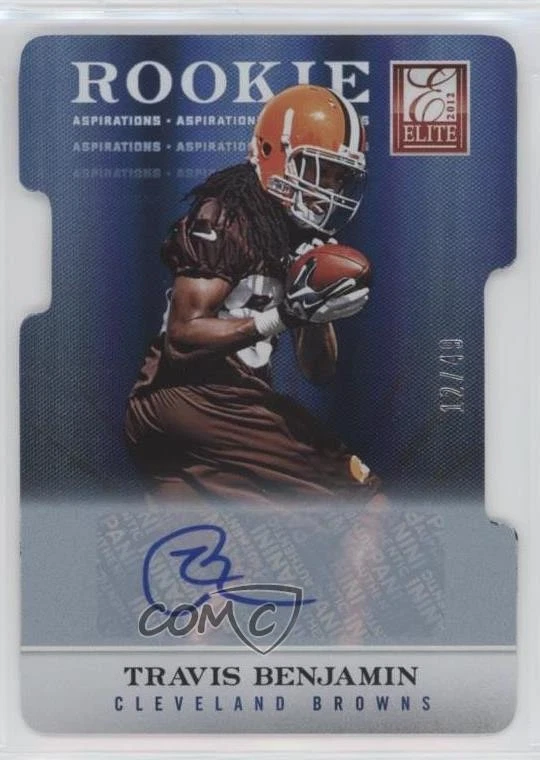 2012 Elite Aspirations Die-Cut Signatures /49 Travis Benjamin Rookie Auto RC - Image 1 of 2