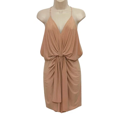 Vestido para mujer Misa LA XS nudo beige dominó jersey nudo cintura mini fiesta noche fuera Foto 1 de 4