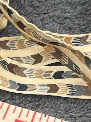 антикварная лента бежевый коричневый 100% шелк отделка края платье винтажная лента ар-деко - Изображение 1 из 4