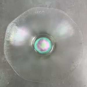 Vintage Stretch Kunst Glas Schüssel 8" B x 3,50" T irisierend Regenbogen Farbe Retro MC - Bild 1 von 11