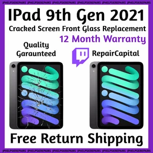 iPad 9th gen. 2021 Cracked Screen Front Glass Replacement REPAIR SERVICE - Picture 1 of 2