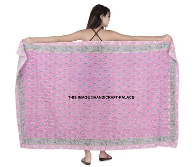 Damen Bikini Badebekleidung Strandkleid Sarong Hand Blockdruck Wickel Pareo - Bild 1 von 4
