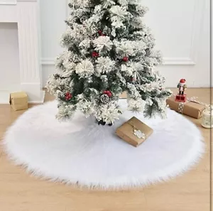 72 Inch Christmas Tree Skirt, Extra Large Thick Luxury Snowy Faux Fur Tree Skirt - Picture 1 of 5