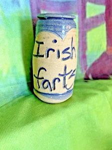 Irish Farts Vase Blue Stoneware 4.5" tall EXC Condition Gag Gift - Picture 1 of 6