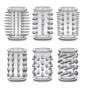 6 Pcs/Set Enlarger Sleeve Enhancer Male Condom Penis Extender Toys Girth Bigger - Picture 1 of 6
