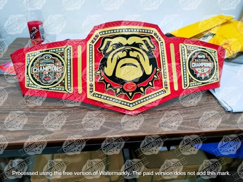 Georgia Bulldogs Back To Back National Championship Belt Adult Size 2mm Brass Cover