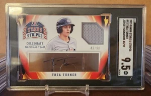 2015 Paninin Stars Stripes Trea Turner #93. Rookie Jersey Auto #43/98. SGC 9.5 - Picture 1 of 2
