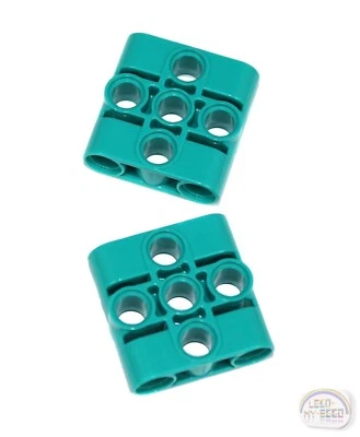 Lego Technic - 2 x bloco conector de pinos - 1x3x3 - braço de elevação - Dk Turq - Novo - 39793 - Imagem 1 de 3