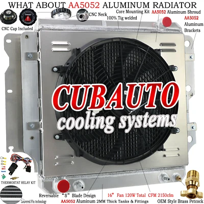 3 ROW RADIATOR+SHROUD FAN+RELAY FOR 1987-2006 Jeep Wrangler YJ/TJ 2.4L-4.2L 2005 - Image 1 of 4