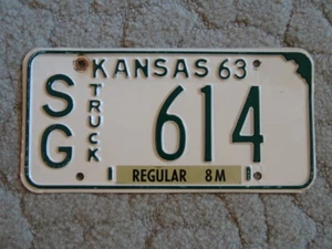 ANTIQUE 1963 KANSAS TRUCK LICENSE TAG/PLATE - LOW NUMBER- #614 - Picture 1 of 2