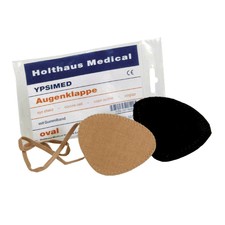 1x YPSIMED Augenklappe, Augenschutz, Augenbinde, Gummiband, oval, schwarz