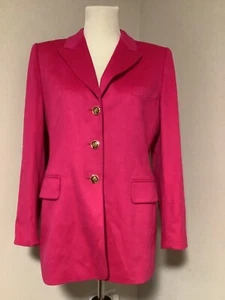 Escada Placenza Rabit Angora Wool Jacket Coat Size 38 Hot Pink Made In Italy - Picture 1 of 9