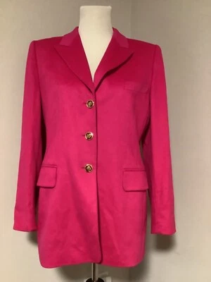Escada  Placenza Rabit Angora Wool Jacket Coat Size 38 Hot Pink Made In Italy - Image 1 of 4