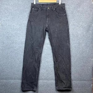 Wrangler Mens Jeans Size W34 L32 Black Denim Mid Rise Regular Fit Zip Fly Logo - Picture 1 of 15