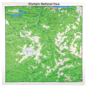 Gedrucktes Bild Olympic National Park Bandanna 22" x 22" topographische Karte im Freien - Bild 1 von 1