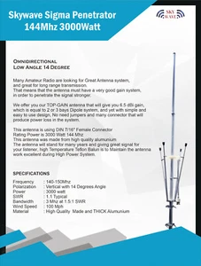 Antena para 144 Mhz Potencia 3000 vatios - Imagen 1 de 1