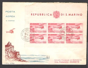 1961 SAN MARINO, Busta Rodia, Posta Aerea Foglietto 1.000 Elicottero, 6/7/1961 d - Bild 1 von 1