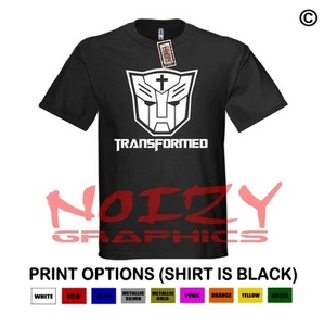 Transformed Christian Shirt Black T-Shirt Jesus Faith Cross Religious Blessed - Picture 1 of 1
