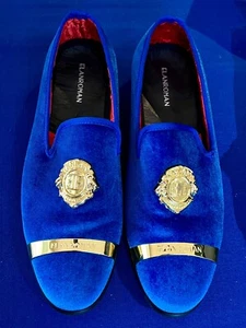 Zapatos de vestir para hombre Elan Roman de terciopelo azul, talla 44 (10,5) usados una vez - Imagen 1 de 7