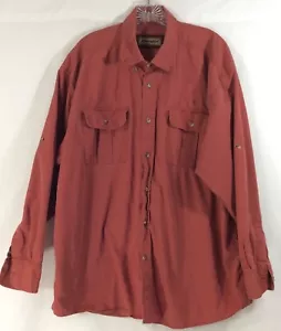 REMINGTON Outdoor 2-Pocket Long Sleeve Button Up Rust Red Shirt See Measurements - Picture 1 of 3