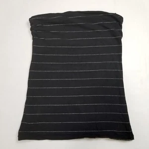 Cotton On Women's L Black Silver Striped Boob Tube Blouse Top Built-In Support - Picture 1 of 10