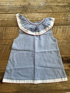 EUC Bella Bliss Girls Blue Collard Top Shirt Tank size 8 Buttons Cotton - Picture 1 of 6