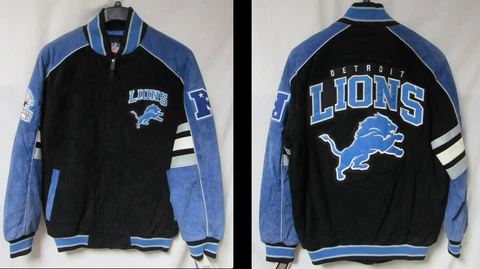 Detroit Lions Men's Size Medium or 2X-Large Suede Leather Jacket B1 771 Cover