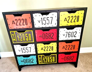 Retro Industrial Chest of Drawers, Car Number Plates Design by Maison du Monde - Picture 1 of 8