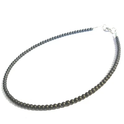 Collana pietre dure onice nero da uomo in acciaio inox lunga 45 cm con perle di - Immagine 1 di 4