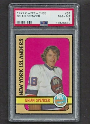 1972 OPC #61 Brian Spencer PSA 8 NM-MT New York Islanders NHL Hockey 1972-73 - Image 1 of 2