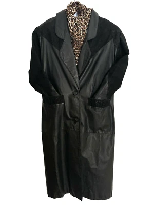 Karin Morgan Women’s Genuine Leather and Suede Coat Black Pockets Lined size M-L - Image 1 of 4