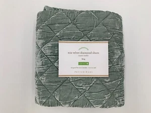 Pottery Barn Nia Velvet Diamond Quilted Sham King Teal #G896 - Picture 1 of 5