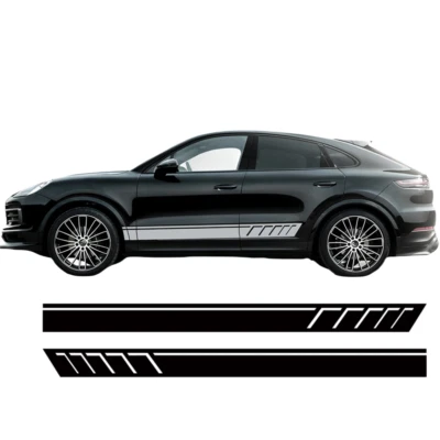 Calcomanía gráfica de vinilo a rayas laterales para coche Porsche Cayenne auto puerta calcomanía personalizada Foto 1 de 4