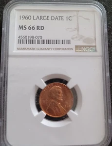 1960 1C Large Date Lincoln Memorial Cent NGC MS66 RD - Picture 1 of 4