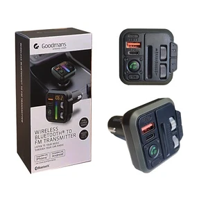 Goodmans In-car Wireless Bluetooth To FM Transmitter With Twin USB Charger - Picture 1 of 4