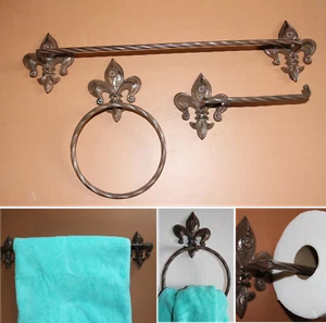 Fleur De Lis Mothers Day Gift Bathroom Decor Accessory Set - Historic NFDL - Picture 1 of 10