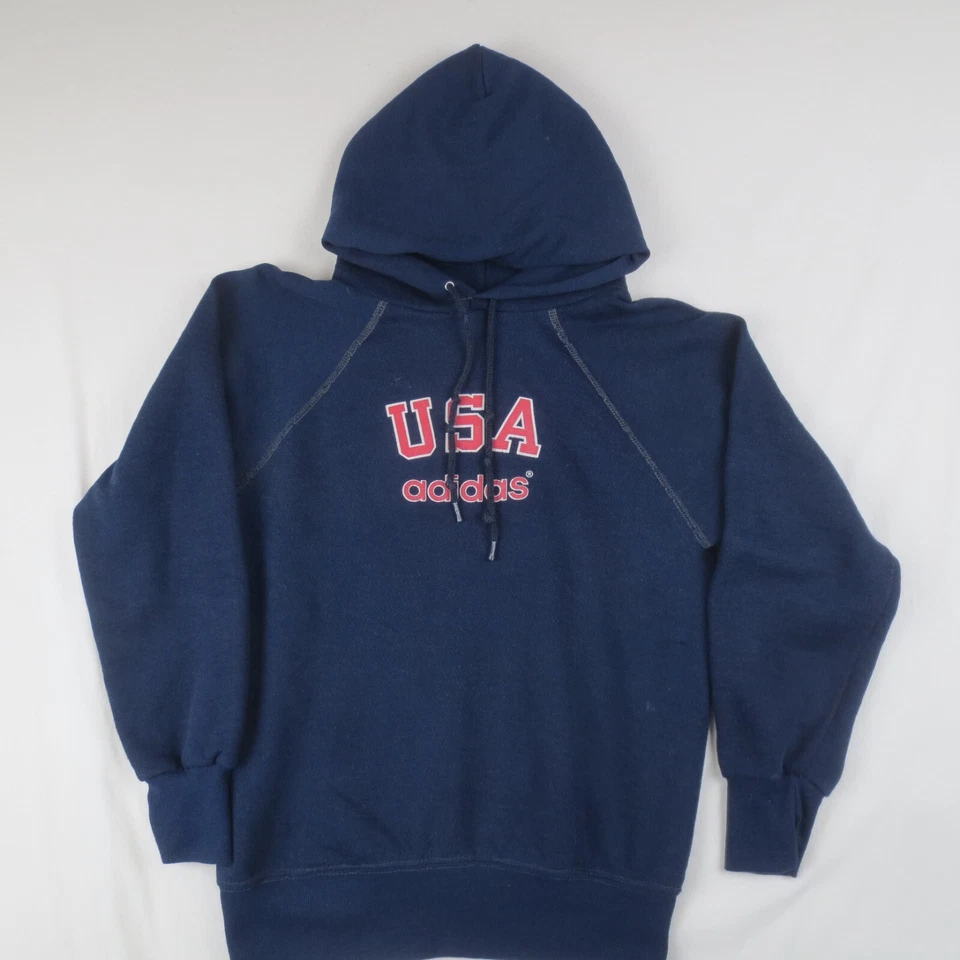 Sudadera con Capucha Vintage Adidas EE. UU. Juvenil Grande (14-16) Azul Manga Larga Pullover Retro Foto 1 de 4