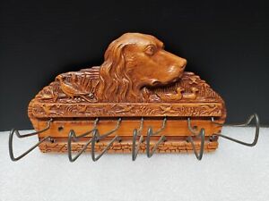 Vtg 1955 Multi Product Dog Bird Key Holder Faux Wood Folk Art Duck Teal Sign Lab