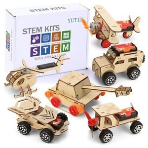 6 in 1 STEM Building Kits for Kids, Wooden Car Model Kit for Boys to Build, 