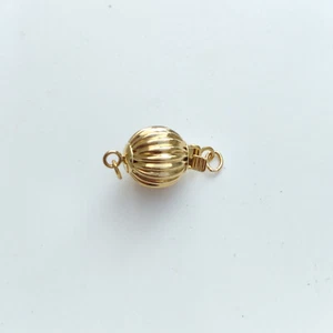 14K Solid Yellow Gold Pearl Bead For Necklace Bracelet Lantern Clasp 10mm AU585 - Picture 1 of 6