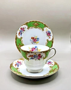 Shelley Green Empress Trio Cup, Saucer and Side Plate Vintage Rare Find - Picture 1 of 7